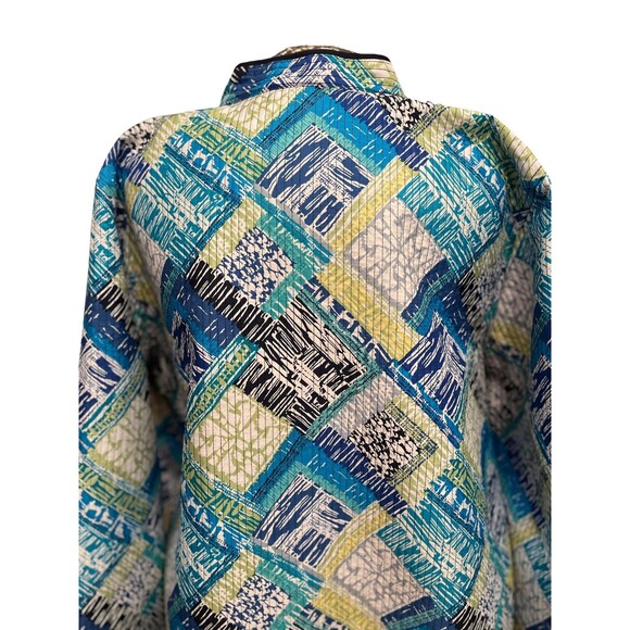 Alfred Dunner Jacket Blazer Blue Yellow Quilted Cottagecore Cabincore Plus 18 - Picture 3 of 12